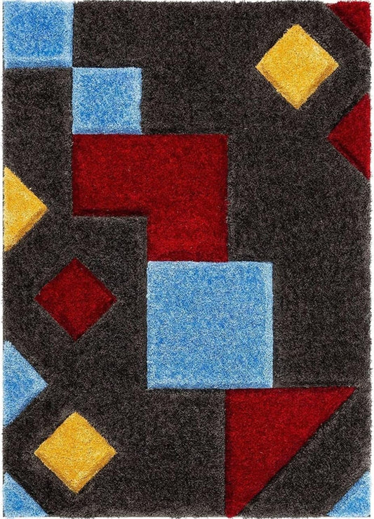 Modern Geometric Multicolor Shag Area Rug