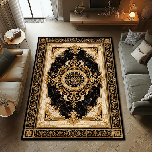 Luxury Baroque Marble Rug | Washable Non-Slip Area Rug