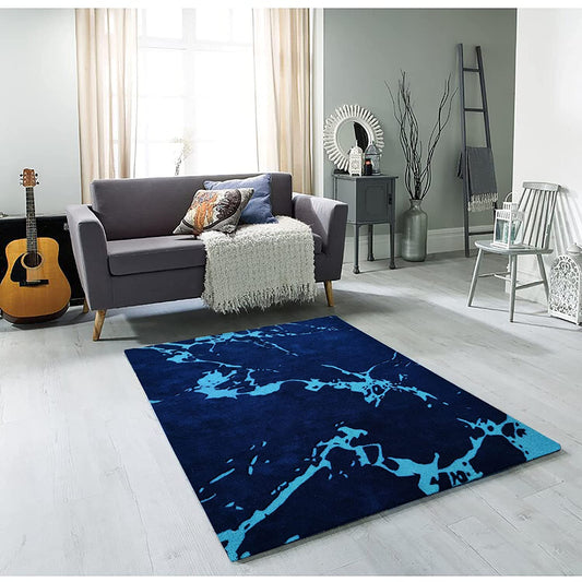 Modern Abstract Blue Hand-Tufted