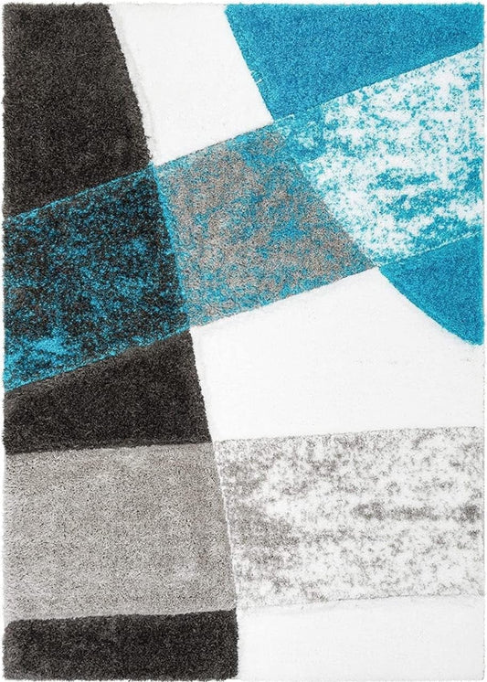 Modern Geometric Multicolor Shag Area Rug