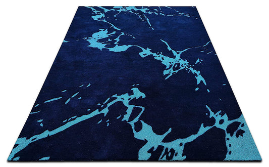 Modern Abstract Blue Hand-Tufted