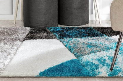 Modern Geometric Multicolor Shag Area Rug