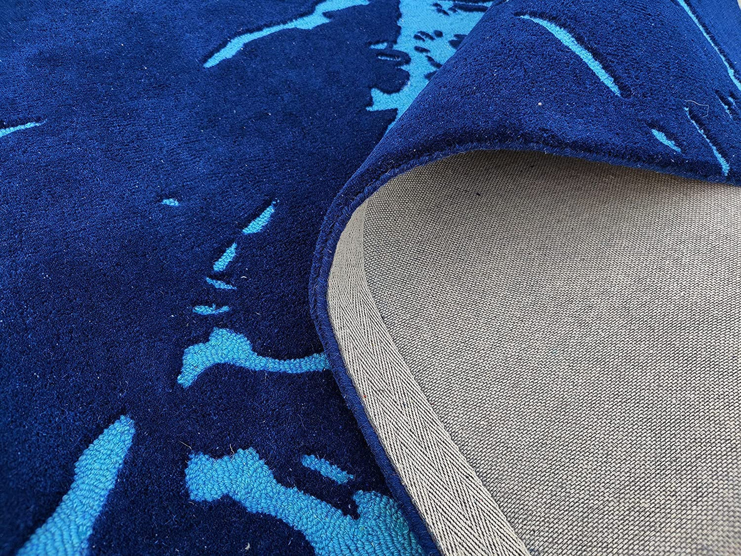 Modern Abstract Blue Hand-Tufted