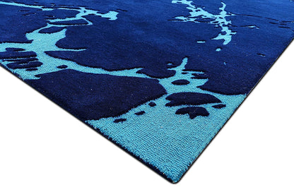 Modern Abstract Blue Hand-Tufted