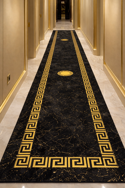 Luxury Black & Gold Marble Rug