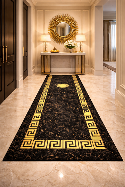 Luxury Black & Gold Marble Rug