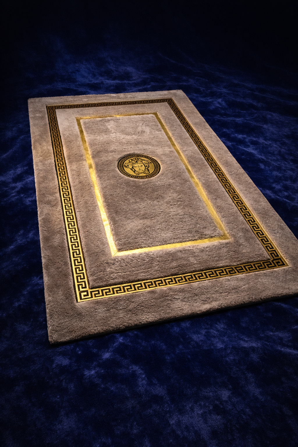 Regal Gold & Ivory Medallion Carpet | Washable Non-Slip Area Rug
