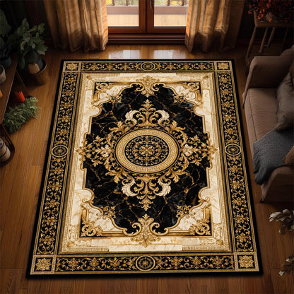 Luxury Baroque Marble Rug | Washable Non-Slip Area Rug